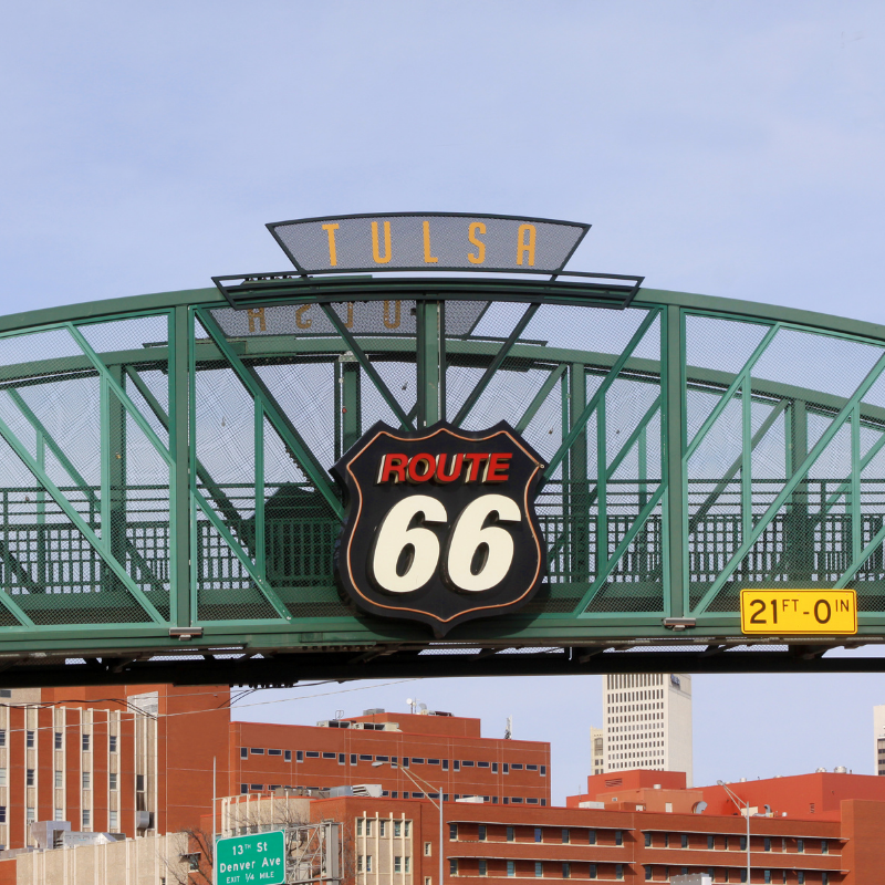 Historic Route 66 in Tulsa, near commercial and public spaces AMC services.